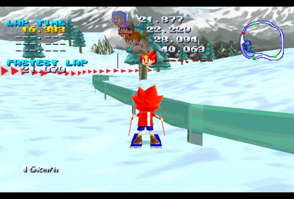 Ape Escape (1999) - Nivel de carrera contra Jake en el minijuego de esquí